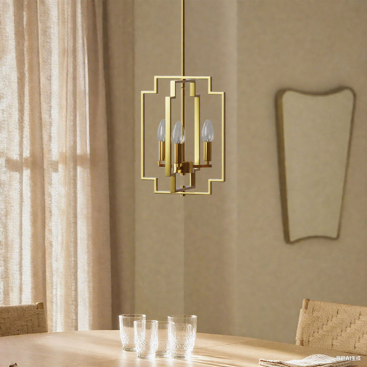 Maxax 3 - Light Lantern Square Chandelier with Wrought Iron Accent #MX1920