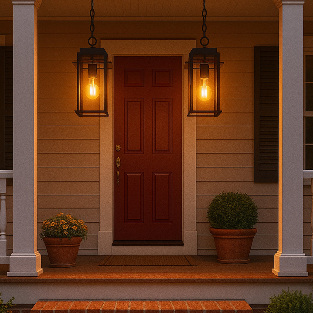 Solstice 1 - Light 15.8'' H Tempered Glass Outdoor Hanging Lantern #7073-1BK