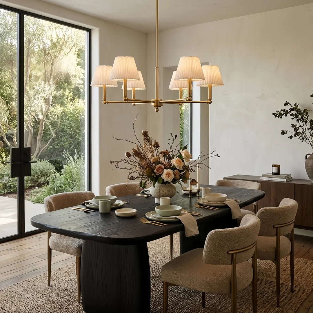 Glow 6-Light 36"W Modern Spider Chandelier with Linen Shade for Dining Room #39008