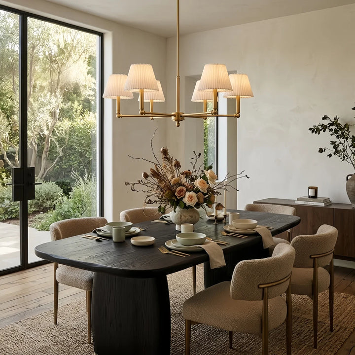 Glow 6-Light 36"W Modern Spider Chandelier with Linen Shade for Dining Room #39008
