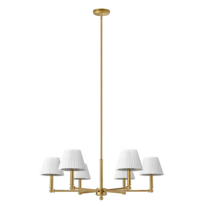 Glow 6-Light 36"W Modern Spider Chandelier with Linen Shade for Dining Room #39008