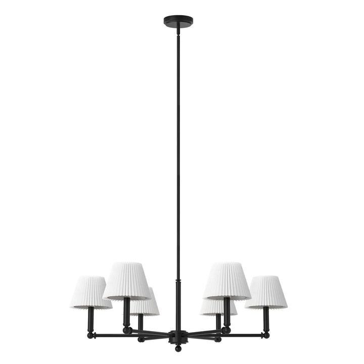 Glow 6-Light 36"W Modern Spider Chandelier with Linen Shade for Dining Room #39008
