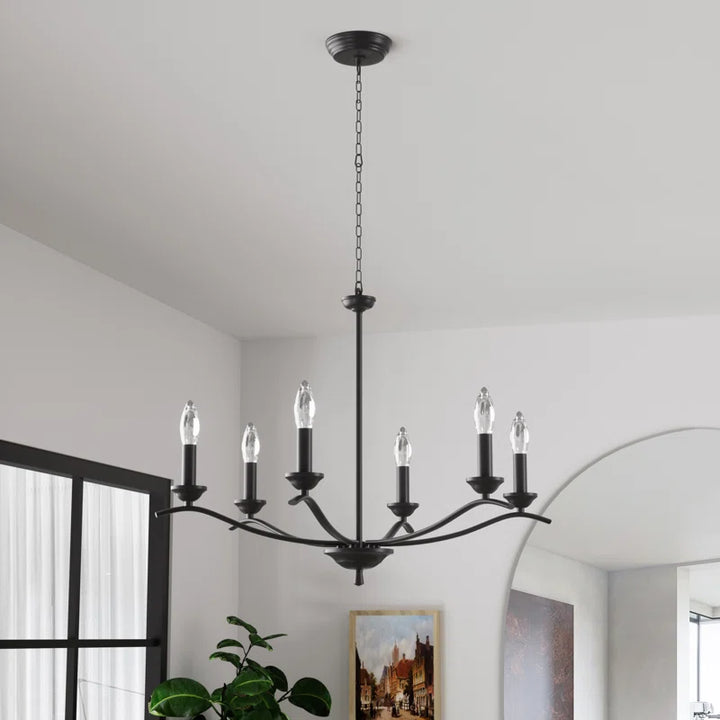6-light Metal Candle-style Traditional And Classic Chandelier For Dining Room #27008-P6