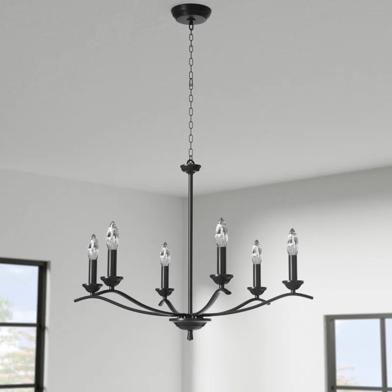 6-light Metal Candle-style Traditional And Classic Chandelier For Dining Room #27008-P6
