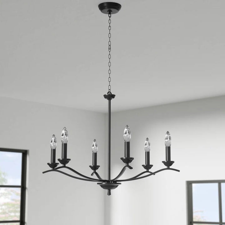 6-light Metal Candle-style Traditional And Classic Chandelier For Dining Room #27008-P6