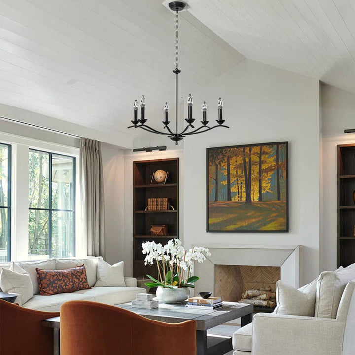 6-light Metal Candle-style Traditional And Classic Chandelier For Dining Room #27008-P6