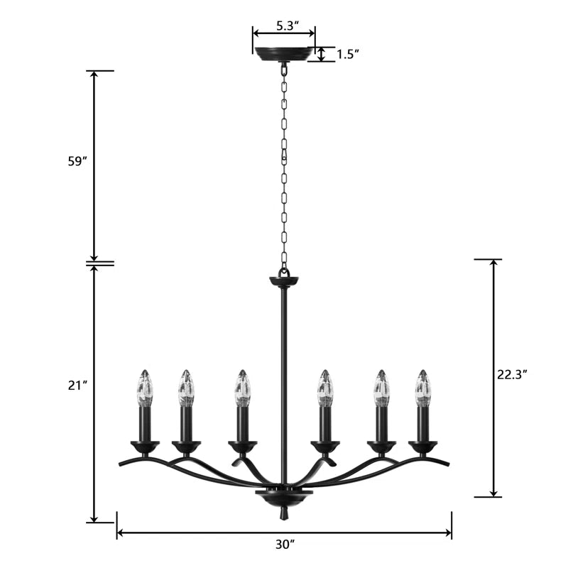 6-light Metal Candle-style Traditional And Classic Chandelier For Dining Room #27008-P6