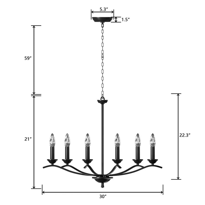 6-light Metal Candle-style Traditional And Classic Chandelier For Dining Room #27008-P6