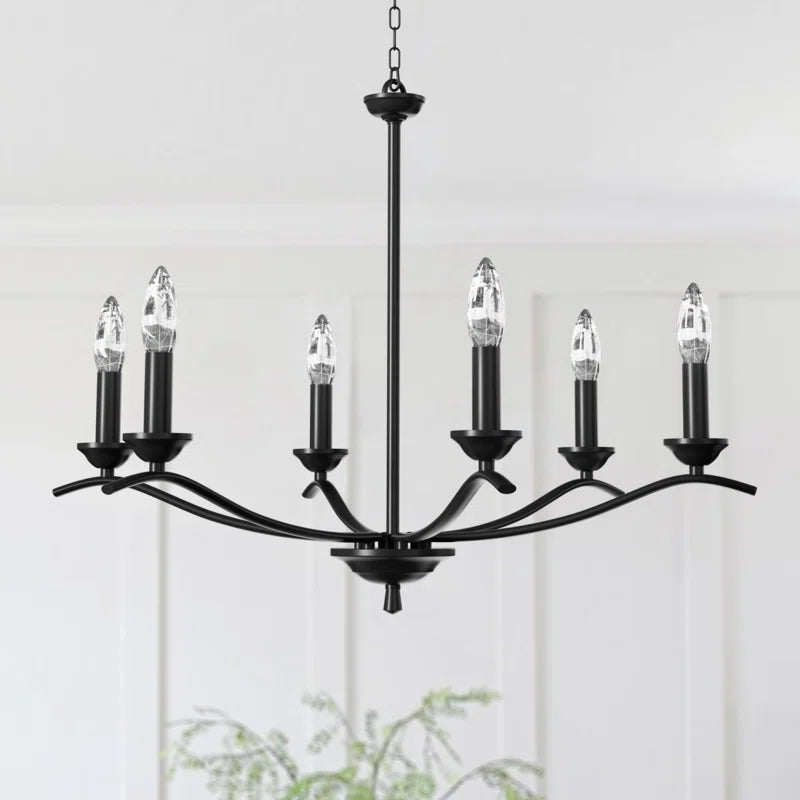 6-light Metal Candle-style Traditional And Classic Chandelier For Dining Room #27008-P6