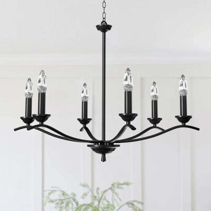 6-light Metal Candle-style Traditional And Classic Chandelier For Dining Room #27008-P6