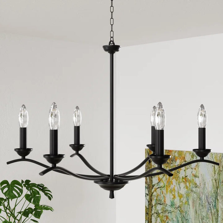 6-light Metal Candle-style Traditional And Classic Chandelier For Dining Room #27008-P6