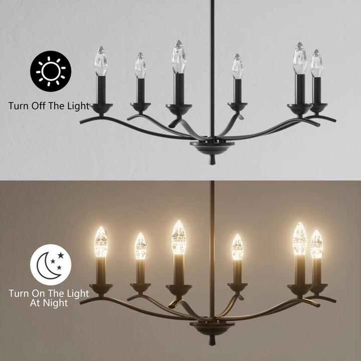 6-light Metal Candle-style Traditional And Classic Chandelier For Dining Room #27008-P6