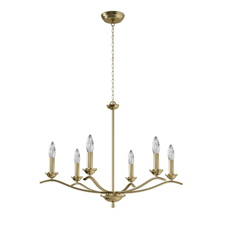 6-light Metal Candle-style Traditional And Classic Chandelier For Dining Room #27008-P6