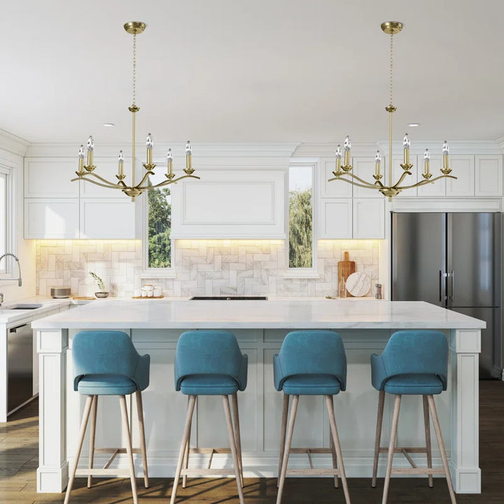 6-light Metal Candle-style Traditional And Classic Chandelier For Dining Room #27008-P6