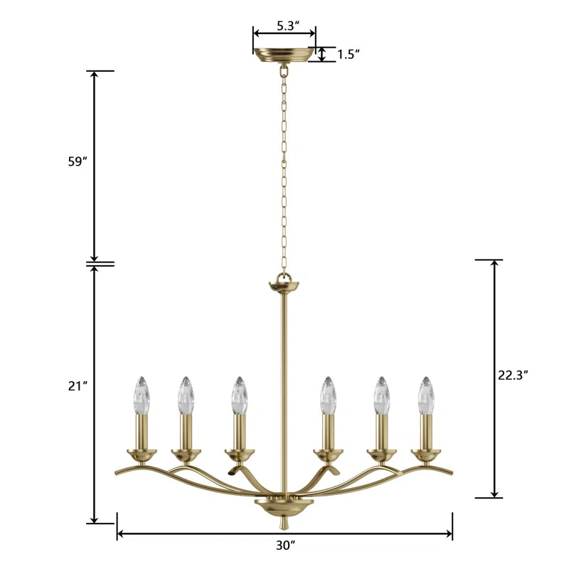 6-light Metal Candle-style Traditional And Classic Chandelier For Dining Room #27008-P6