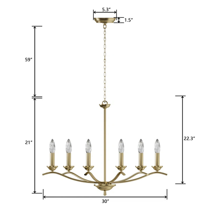 6-light Metal Candle-style Traditional And Classic Chandelier For Dining Room #27008-P6