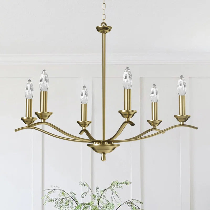 6-light Metal Candle-style Traditional And Classic Chandelier For Dining Room #27008-P6