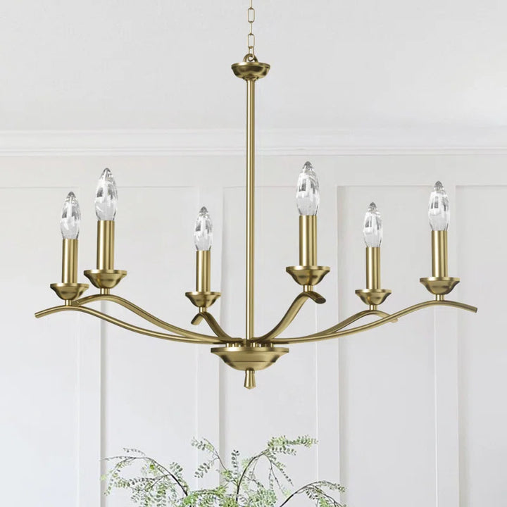 6-light Metal Candle-style Traditional And Classic Chandelier For Dining Room #27008-P6