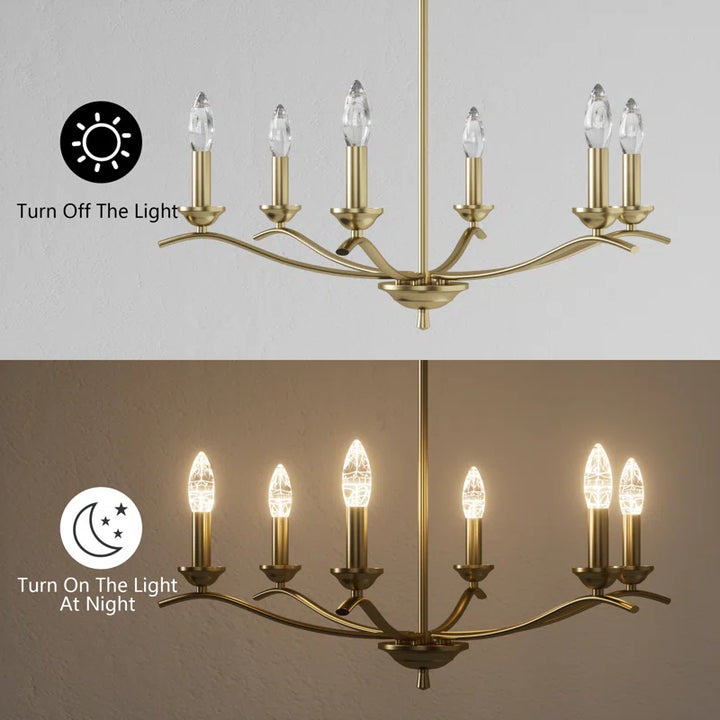 6-light Metal Candle-style Traditional And Classic Chandelier For Dining Room #27008-P6