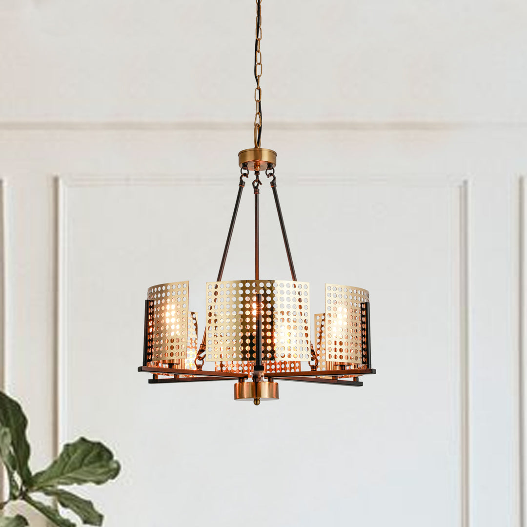 Zaza Designs  6 - Light Candle Style&Unique / Statement Drum Chandelier #MX19127-6BG-P