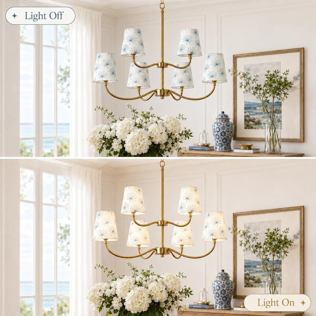 6.5" Floral Fabric Empire Lamp Shades with E12 UNO Ring, Set of 6 #LS01
