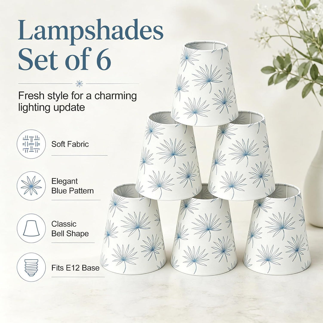 6.5" Floral Fabric Empire Lamp Shades with E12 UNO Ring, Set of 6 #LS01