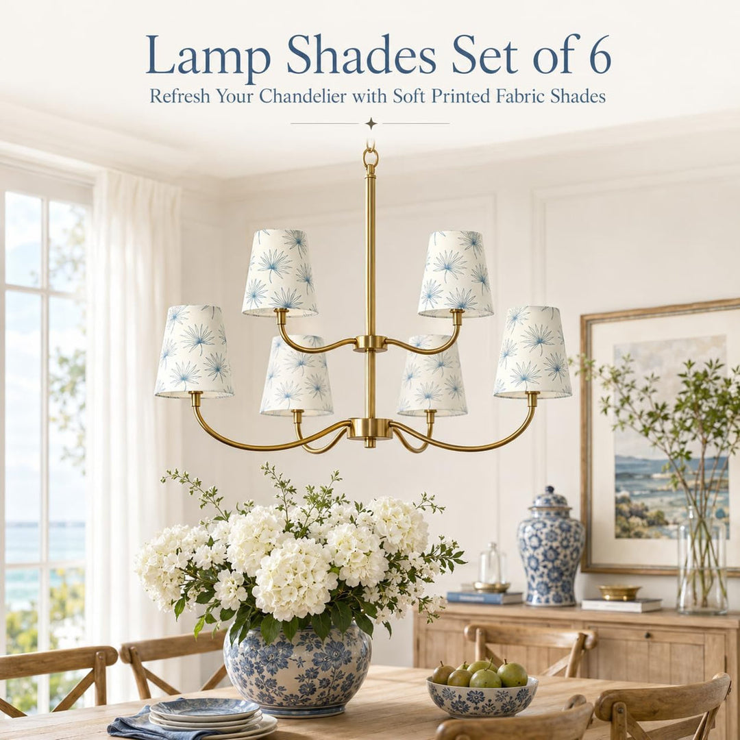 6.5" Floral Fabric Empire Lamp Shades with E12 UNO Ring, Set of 6 #LS01