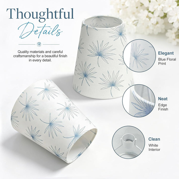 6.5" Floral Fabric Empire Lamp Shades with E12 UNO Ring, Set of 6 #LS01