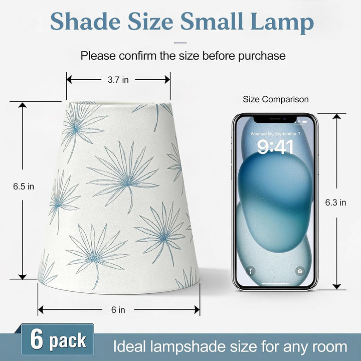 6.5" Floral Fabric Empire Lamp Shades with E12 UNO Ring, Set of 6 #LS01