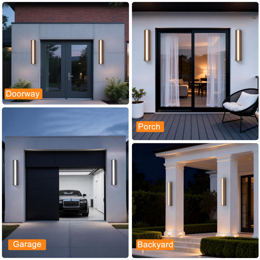 Natura 23'' H Dimmable Led Black Aluminum 3cct(3000k/4000k/5000k) Adjustable Oudoor Wall Light #OW7109