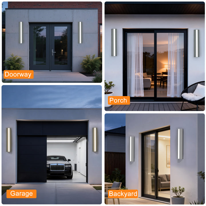 Natura 23'' H Dimmable Led Black Aluminum 3cct(3000k/4000k/5000k) Adjustable Oudoor Wall Light #OW7109