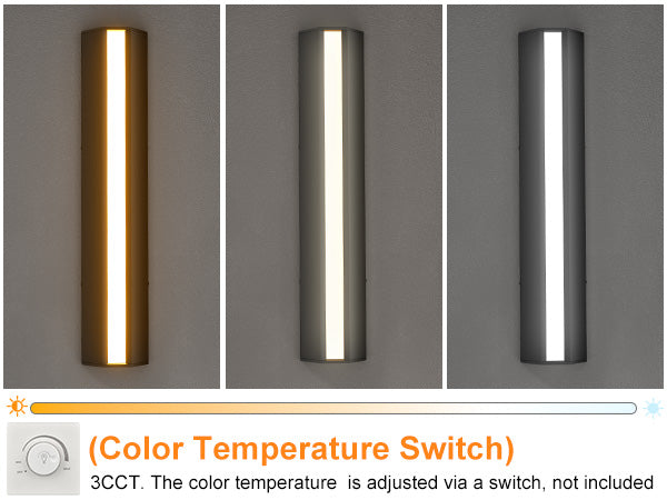 Natura 23'' H Dimmable Led Black Aluminum 3cct(3000k/4000k/5000k) Adjustable Oudoor Wall Light #OW7109