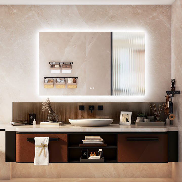 Elevate Home Modern Frameless LED Lighted Anti-Fog Dimmable Tempred Bathroom&Vanity Mirror #BL02