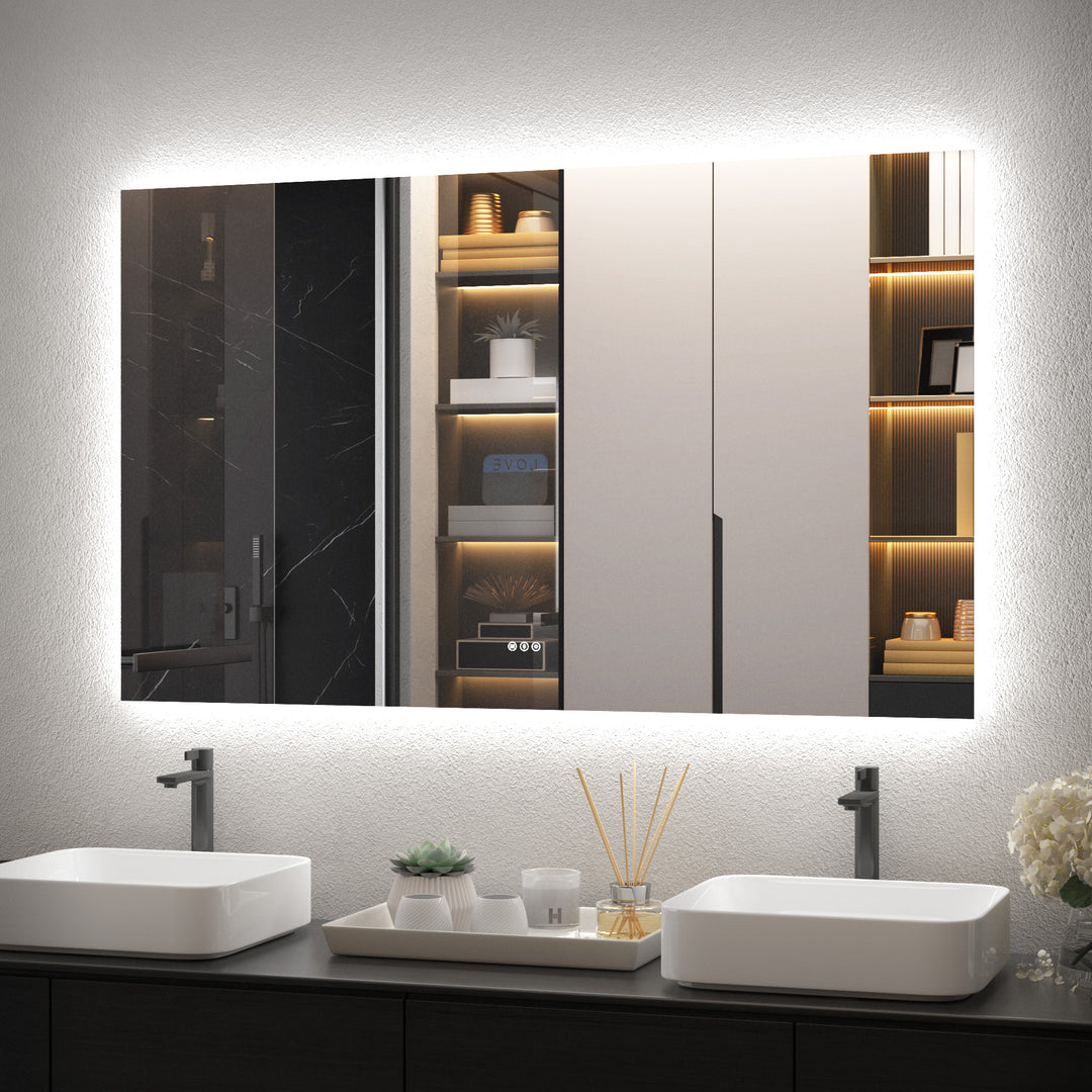 Elevate Home Modern Frameless LED Lighted Anti-Fog Dimmable Tempred Bathroom&Vanity Mirror #BL02