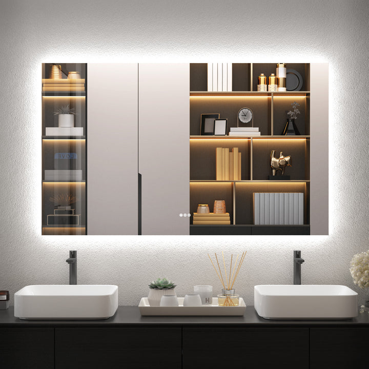 Elevate Home Modern Frameless LED Lighted Anti-Fog Dimmable Tempred Bathroom&Vanity Mirror #BL02
