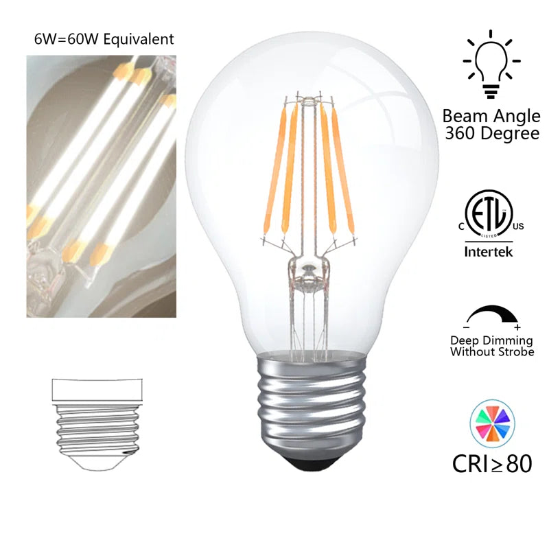 60 Watt Equivalent A19 E26/Medium (Standard) Dimmable LED Bulb (Set of 6) #A60/A19-627-6PK