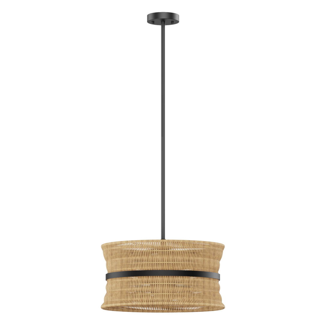 4-Light Rattan Shaded Drum Chandelier For Dinning Room #28026