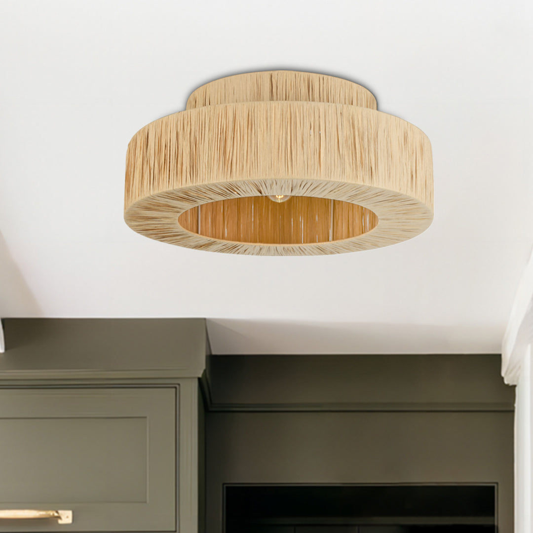 Maxax 1-Lights Round Raffia Paper Curtain Recessed Ceiling Lights #MX5003