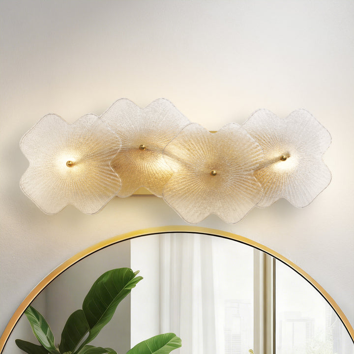 Lumin 3 - Light 𝟭𝟵.𝟱-𝗜𝗡𝗖𝗛 𝗪 Dimmable Metal Brass Etl Wall Sconces With Petal-shaped Glass #48003
