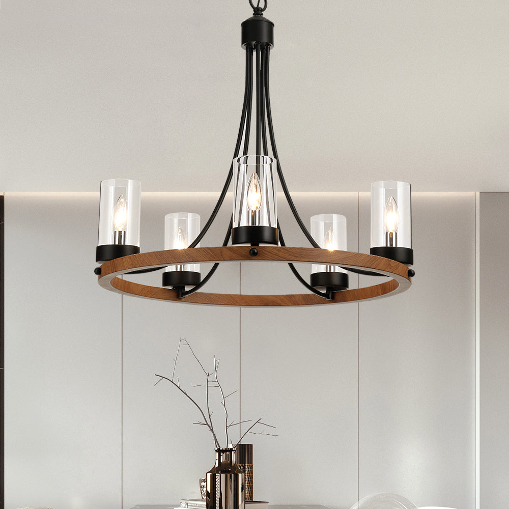 Maxax 5 - Light Candle Style Wagon Wheel Chandelier #MX19025