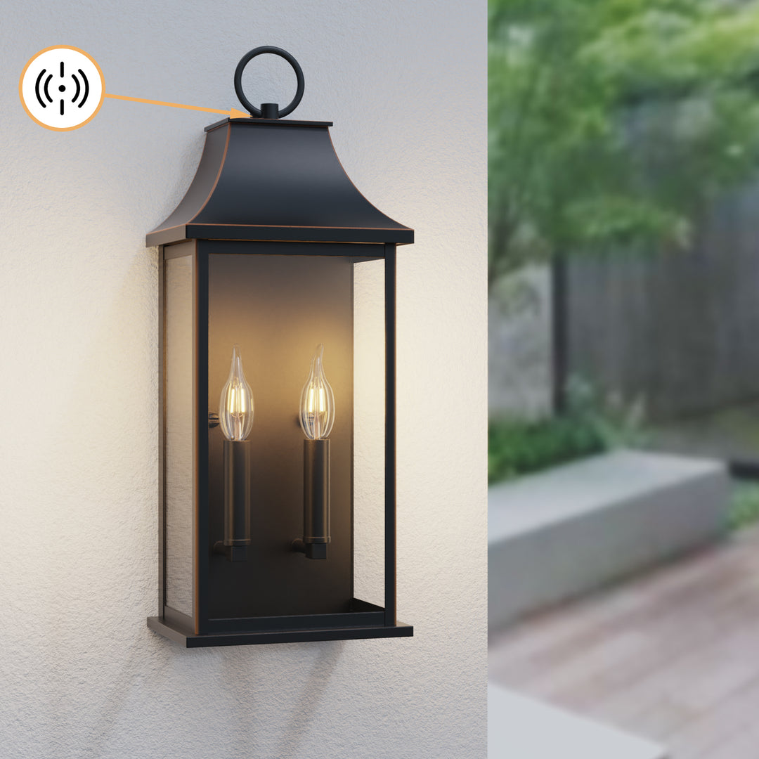 Maxax Dusk to Dawn Outdoor Wall Lights 3-Light, Oil Rubbed Bronze Exterior Lighting Fixtures, 25" Large Outdoor Wall Sconce, Waterproof Outside Wall Lantern for Porch Patio Garage #7076