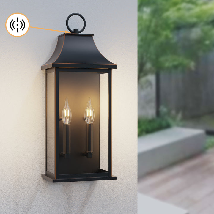 Maxax Dusk to Dawn Outdoor Wall Lights 3-Light, Oil Rubbed Bronze Exterior Lighting Fixtures, 25" Large Outdoor Wall Sconce, Waterproof Outside Wall Lantern for Porch Patio Garage #7076