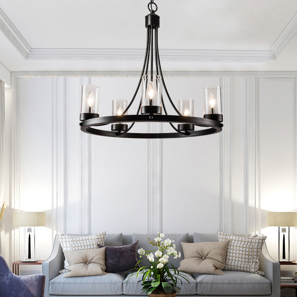 Maxax 5 - Light Candle Style Wagon Wheel Chandelier #MX19025