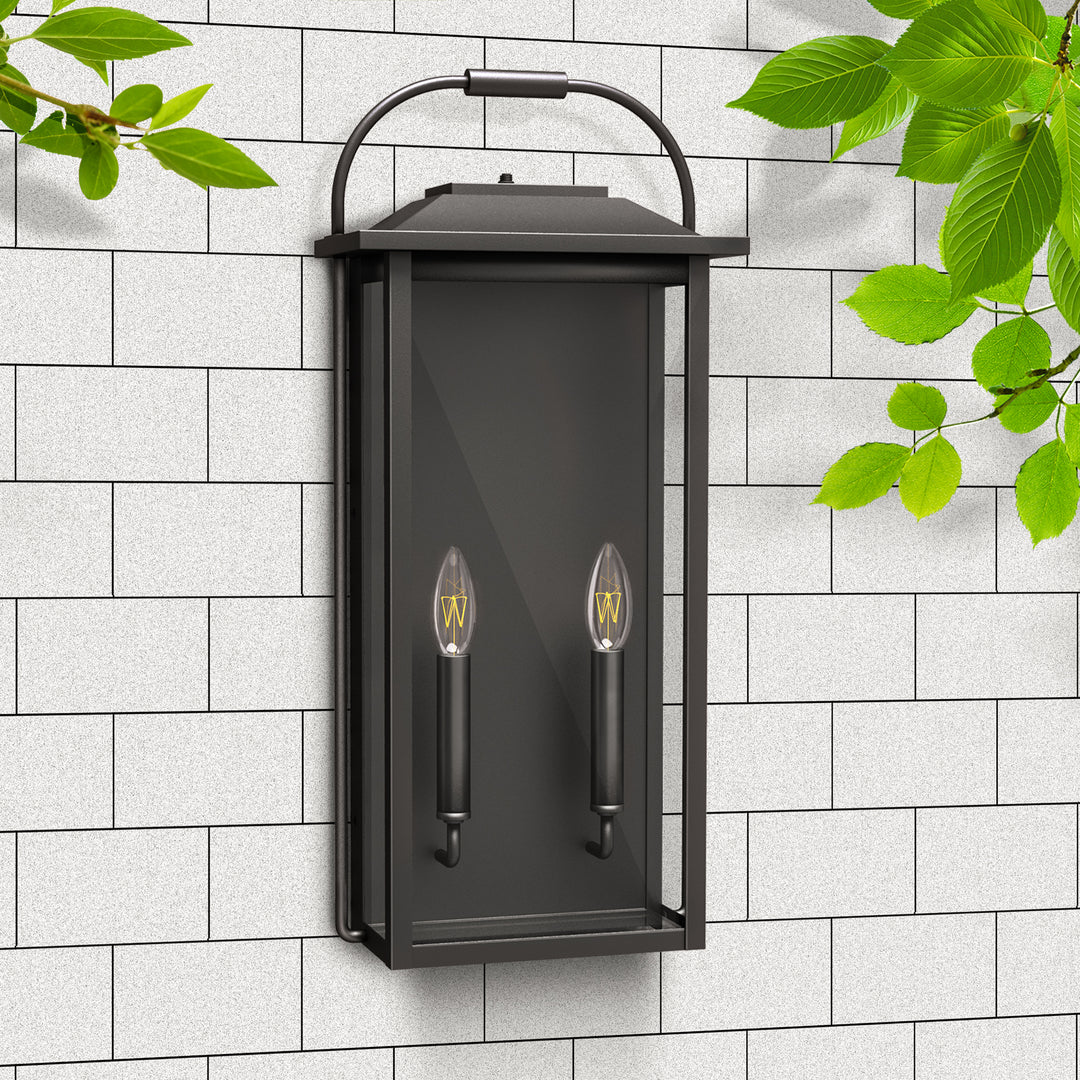 24'' Black Metal Glass Outdoor Wall Sconce #7045