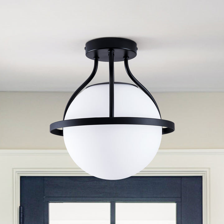 11.2‘’-1 Light Sphere Globe Frosted Glass Semi Flush Mount For Dining Room Hallway See More by Red Barrel Studio #29014