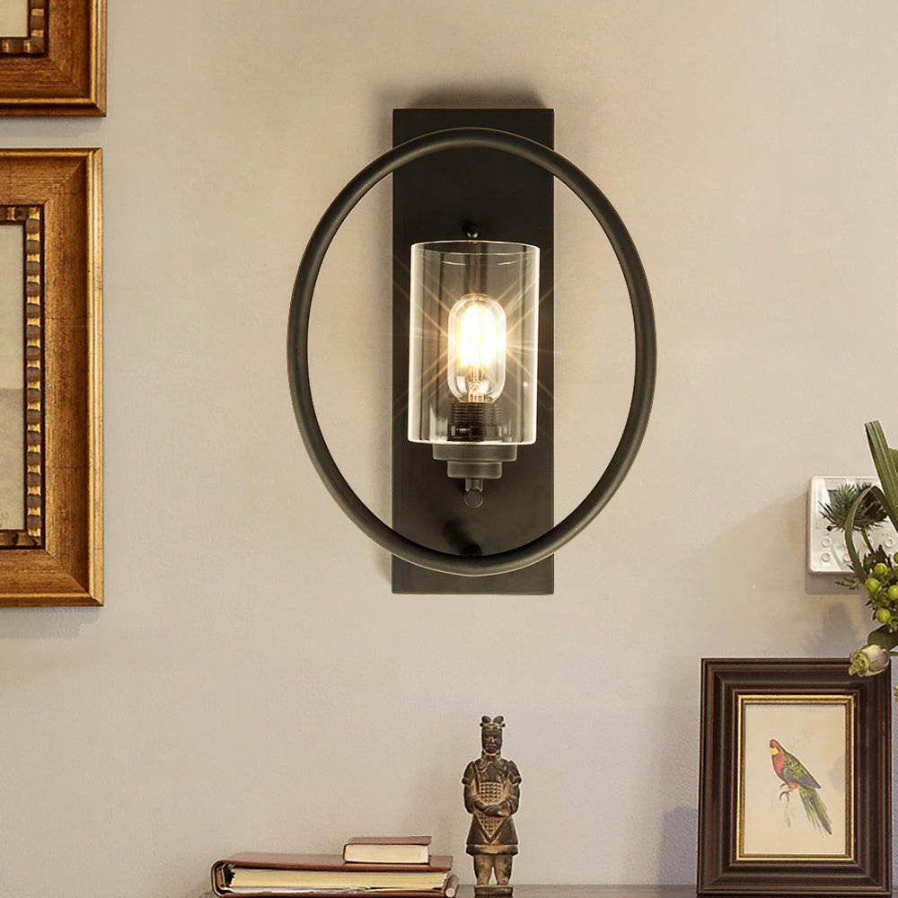 1 - Light Dimmable Antique Black Wrought Iron Armed Sconce (Set of 2) #MX19002