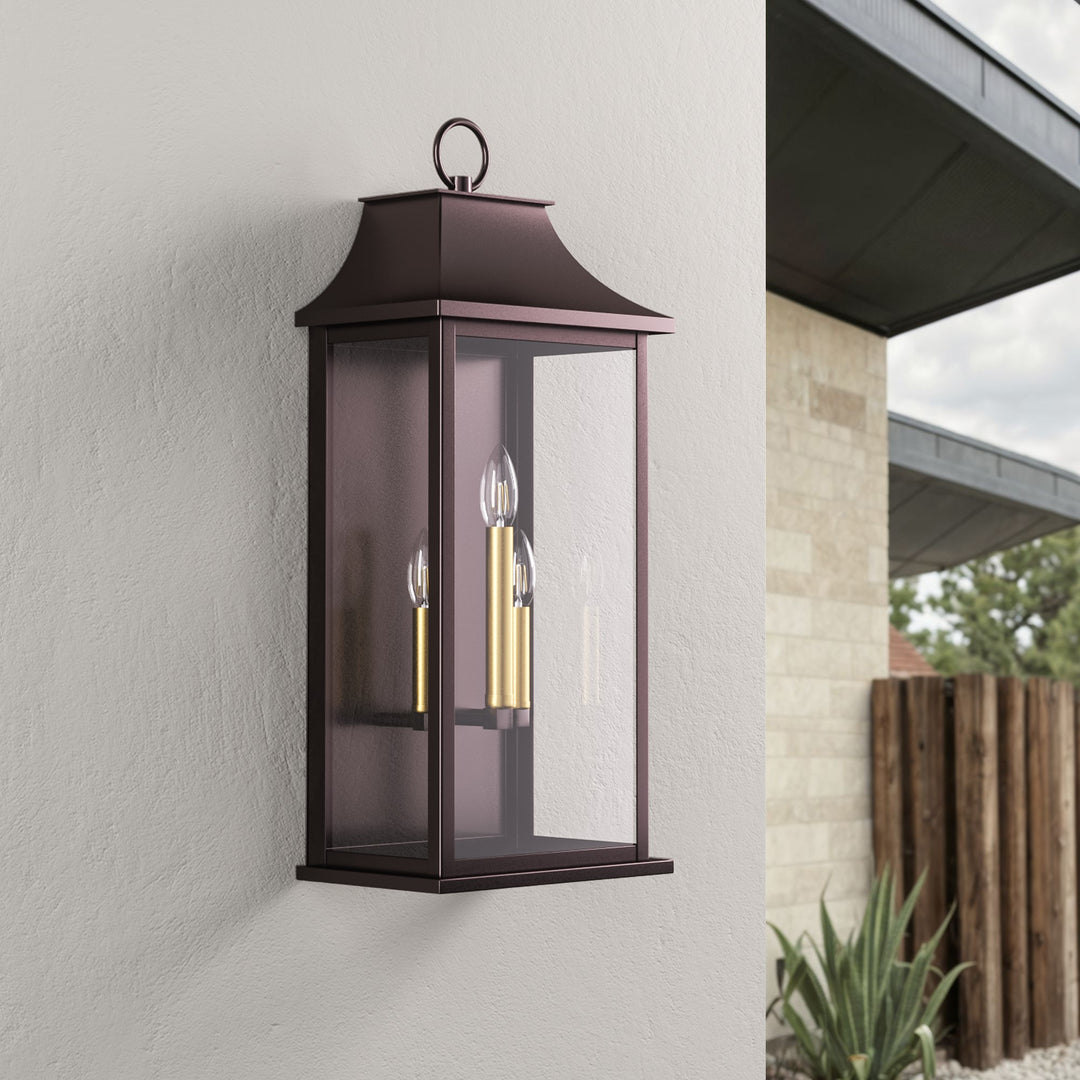 Maxax 25-Inch Bronze Outdoor Wall Lantern, 3-Light Dusk to Dawn Outdoor Wall Sconce for Porch, Patio #7008