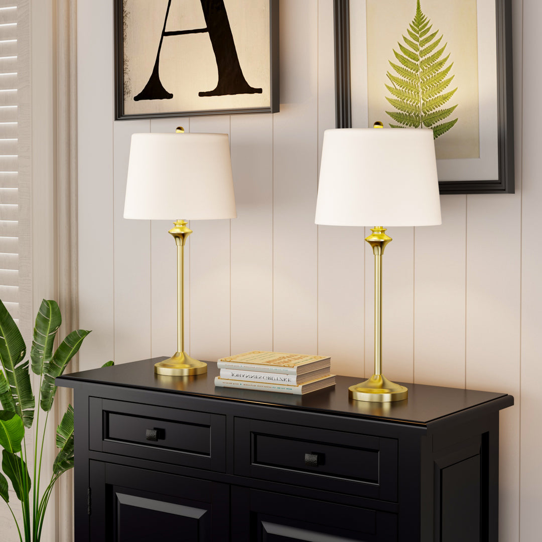 Maxax Metal Buffet Lamp with Oatmeal shade (Set of 2) #T13