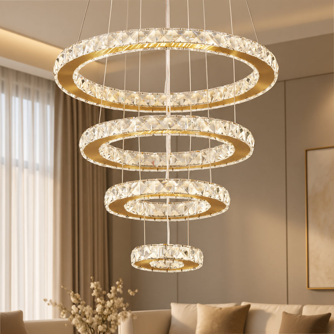 Ariabella 4 - Light Unique Tiered LED Crystal Chandelier #YX-450