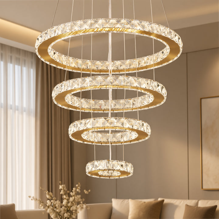 Ariabella 4 - Light Unique Tiered LED Crystal Chandelier #YX-450